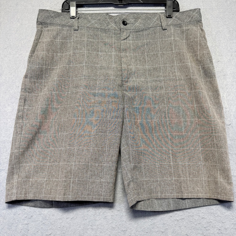 Ping Mens‎ Grey Windowpane Plaid Golf Shorts Size 38x10 Performance Flat Front